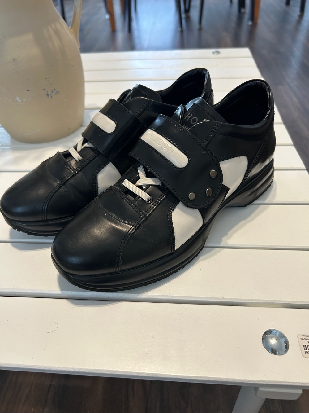 Hogan Black and White Women's Leather Sneakers